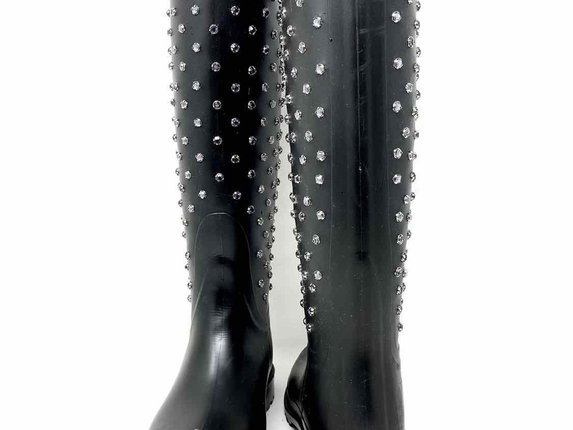 Saint Laurent Shoe Size 36/6 Black/Silver Rain Rhinestone Boots - Article Consignment