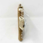 Two Belmont Sisters Burlap Tan/White Rectangle Lace Clutch - Article Consignment