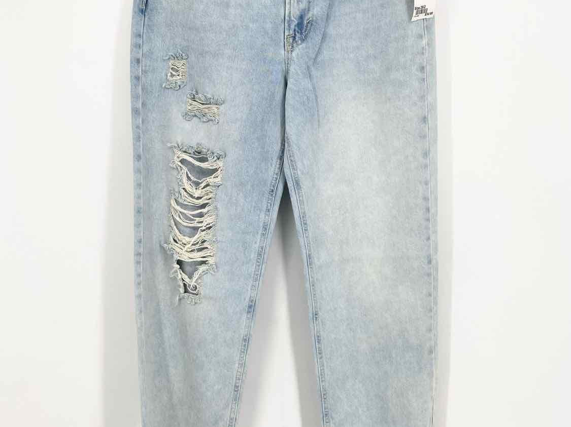 We The Free Women's Light Blue Straight Denim Distressed High Rise Jeans - Article Consignment