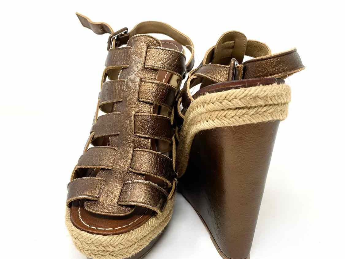Christian Louboutin Women's Brown Espadrille metalic Wedge Size 41/10 Sandals - Article Consignment