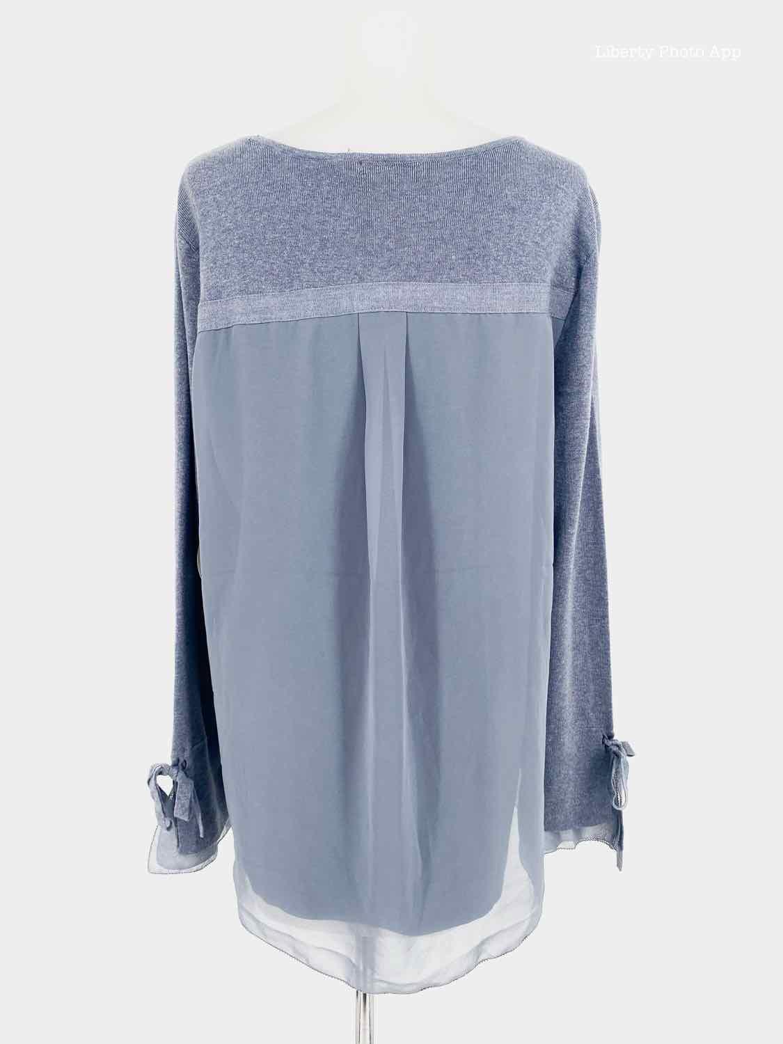 Nic + Zoe Size L Steel Blue Long Sleeve - Article Consignment