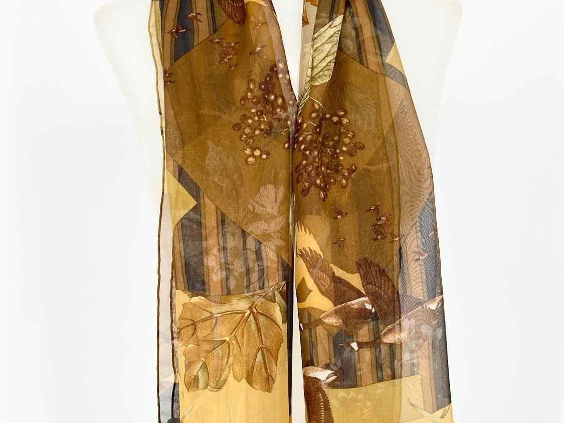 Green/Brown Long Print Scarf - Article Consignment