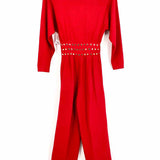 ST. JOHN COLLECTION Women's Red/Gold Low Neck Embelished Size 10 Jump Suit