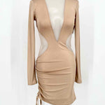 hours Women's Champagne Bodycon Metallic Sheer Cut Outs Date Night Size XS Dress - Article Consignment