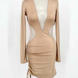 hours Women's Champagne Bodycon Metallic Sheer Cut Outs Date Night Size XS Dress - Article Consignment