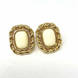 Christian Dior Metal Gold Tone Rectangle Rope Clip-ons - Article Consignment