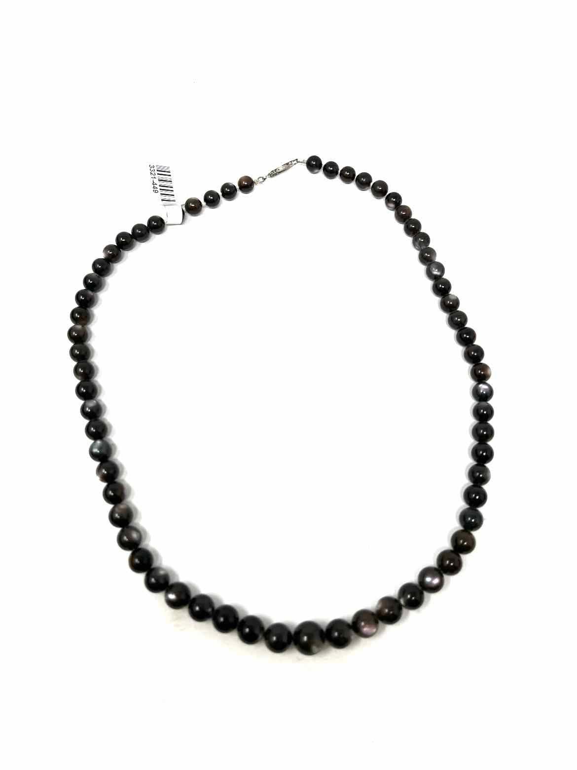 .925 Black Beaded Moon Stone Necklace - Article Consignment