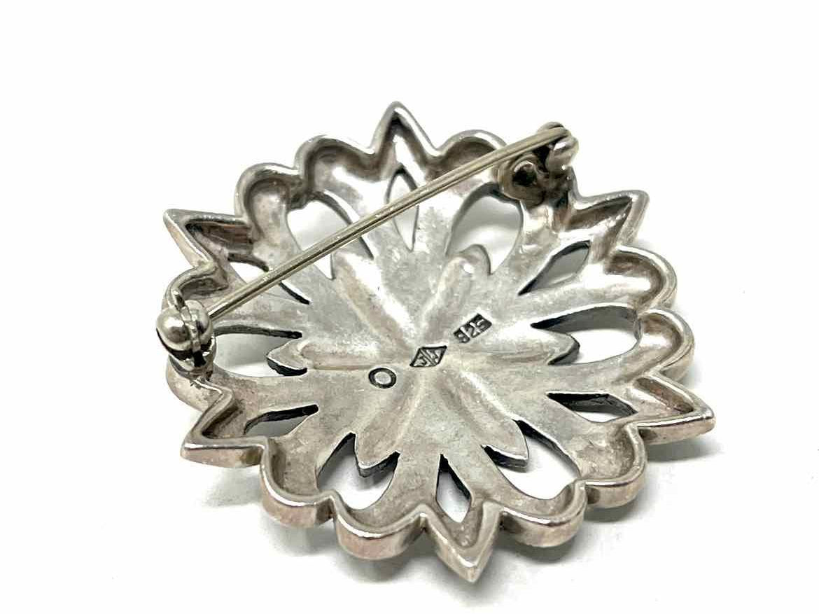 Judith Jack .925 Marcasite Silver Flower Brooch - Article Consignment