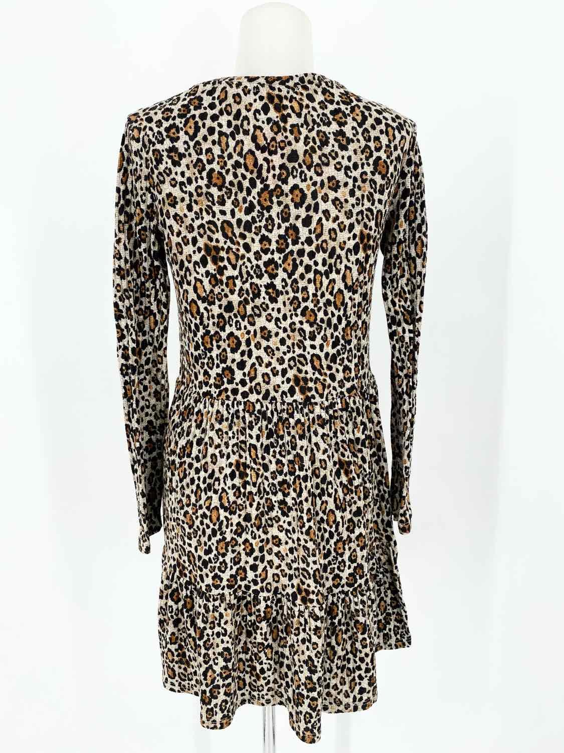 ZARA TRF Women's Tan/black Tiered Knit Animal Print Size S Dress - Article Consignment