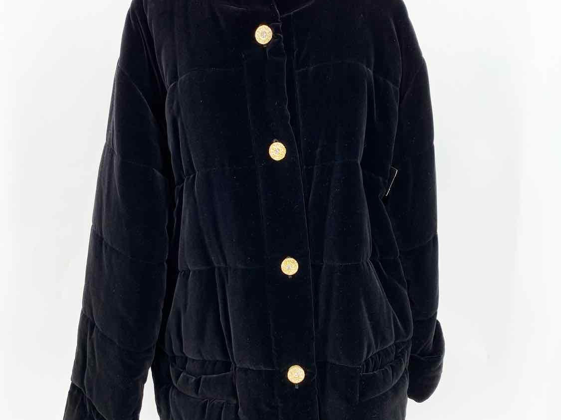 ESCADA COUTURE Women's Black Cotton Velvet Puffer Size 38 Coat - Article Consignment