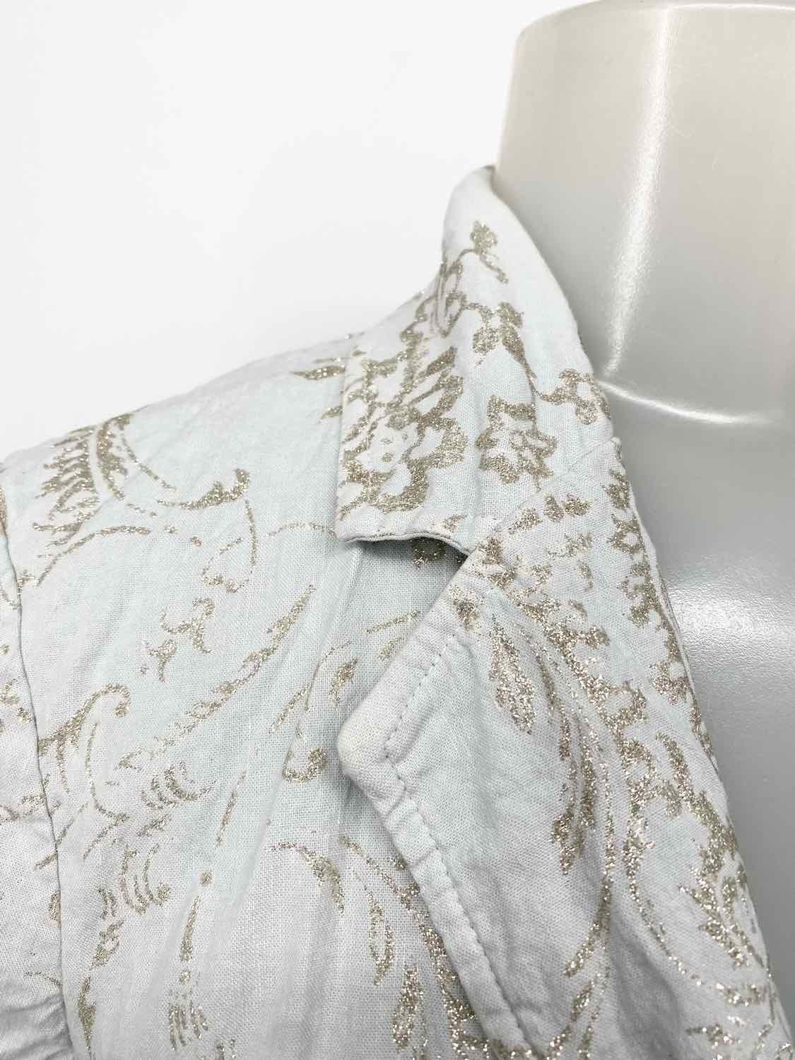 120% Lino Women's Pale Blue Blazer Linen Blend Glitter Italy Skirt Suit - Article Consignment