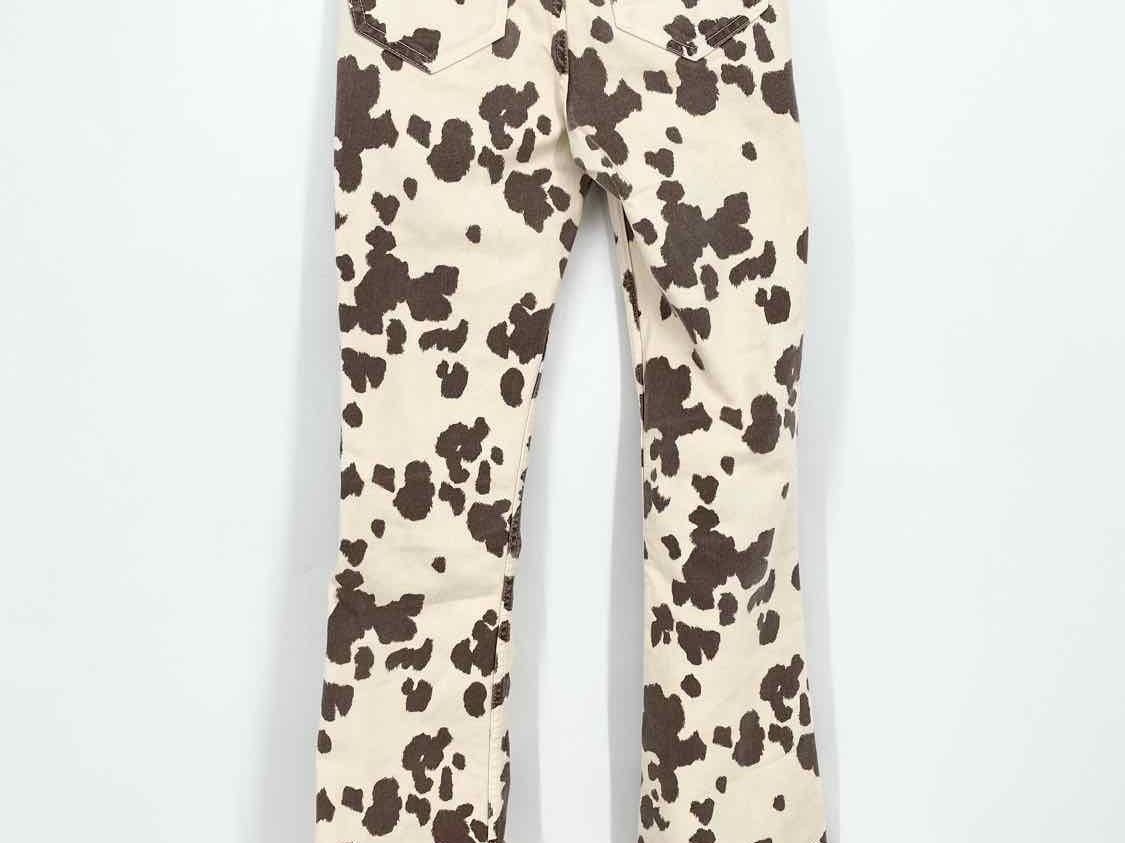 ZARA Women's Cream/Gray Boot Cut Denim Cow Size 2 High Waisted Jeans - Article Consignment