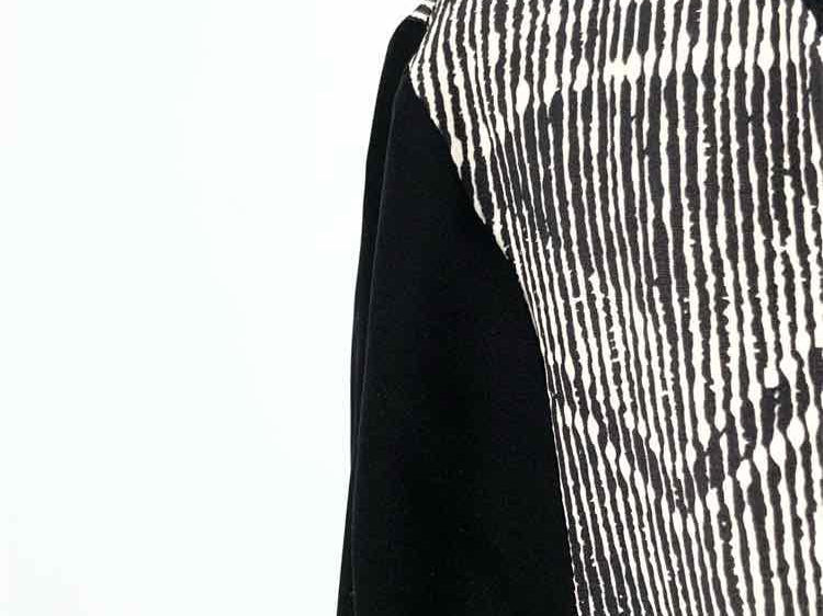 jeffrey monteiro Size 8 Black/Cream V-Neck Silk Ruffled Long Sleeve - Article Consignment