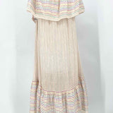 MIGUELINA Women's Ivory/Multi-Color Off The Shoulder Sheer Stripe Maxi Dress - Article Consignment