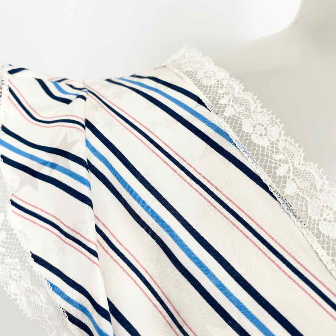 BALENCIAGA Women's White Size 38/2 Silk Stripe Sleeveless