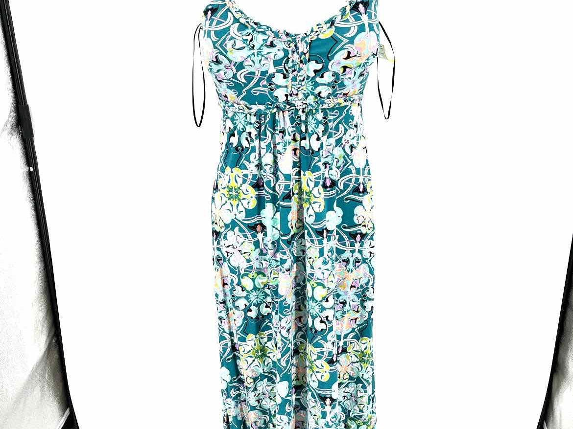 SOYBU Women's Teal Print Halter Abstract Maxi Size M Dress - Article Consignment