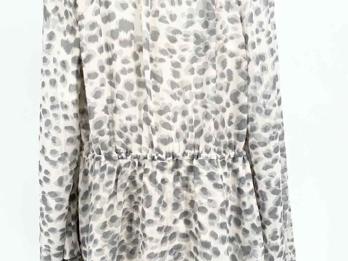 Rebecca Taylor Size 6 Gray Silk Blend Leopard Long Sleeve - Article Consignment