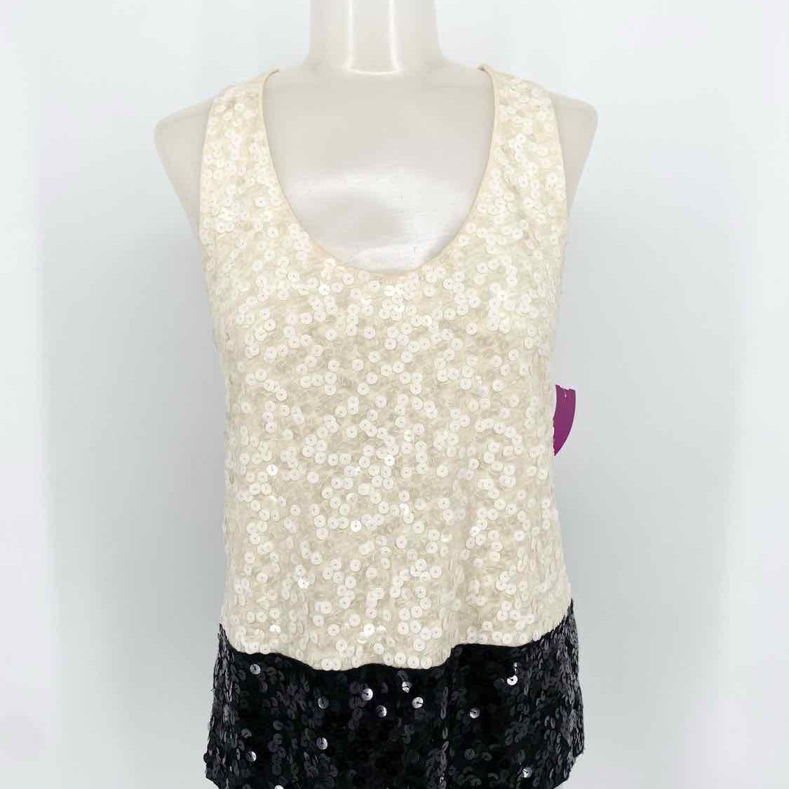 J Crew Women's Cream/Black Tank Sequined Size XS Sleeveless - Article Consignment