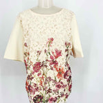 Sunday in Brooklyn Women's Cream/Purple Lace Floral Size XL Short Sleeve Top - Article Consignment