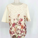 Sunday in Brooklyn Women's Cream/Purple Lace Floral Size XL Short Sleeve Top - Article Consignment