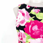 Talbots Women's Pink/Black sheath Floral midi Size 4P Dress - Article Consignment