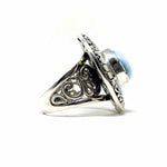 .925 Silver/Blue Large Statement Larimar Bali Ring - Article Consignment