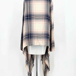 Women's Ivory/Navy Open Front Plaid Size M Cardigan - Article Consignment