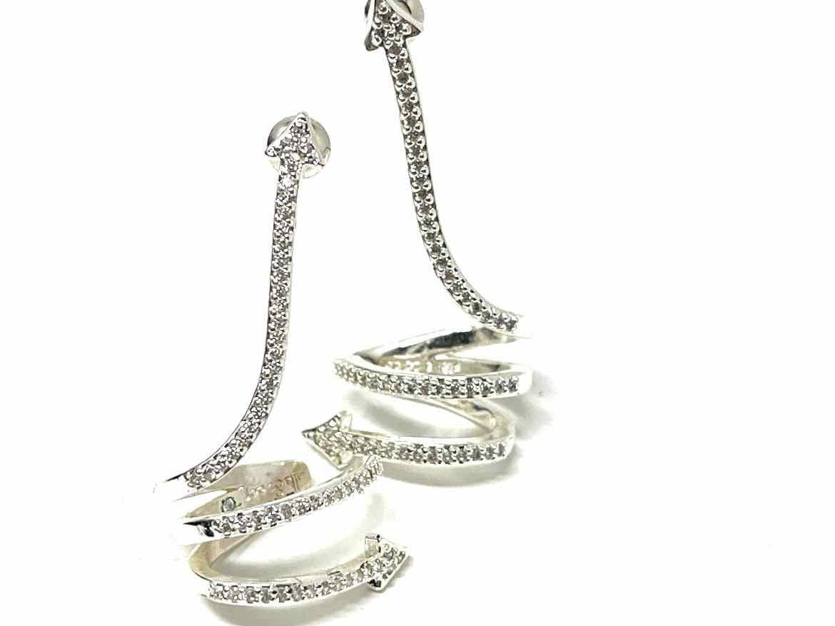stella & dot Silver Cuff PAVE Cubic Zirconia Earrings - Article Consignment