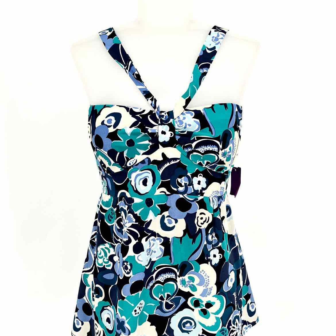 Nanette Lepore Size 4 Blue/Teal Silk Floral Sleeveless - Article Consignment