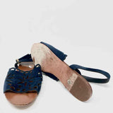 Tory Burch Shoe Size 10 Navy Open Toe Laser Cut Leather Suede Sandals - Article Consignment
