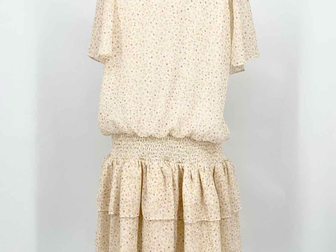 REBECCA MINKOFF Women's Cream Print Tiered Floral Size M Dress - Article Consignment