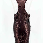 Yaya Aflalo Women's Brown Tank Sequined Holiday Size M Dress - Article Consignment