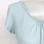 Eileen Fisher Women's Light Blue Cap Sleeve Silk T-shirt Short Sleeve Top - Article Consignment