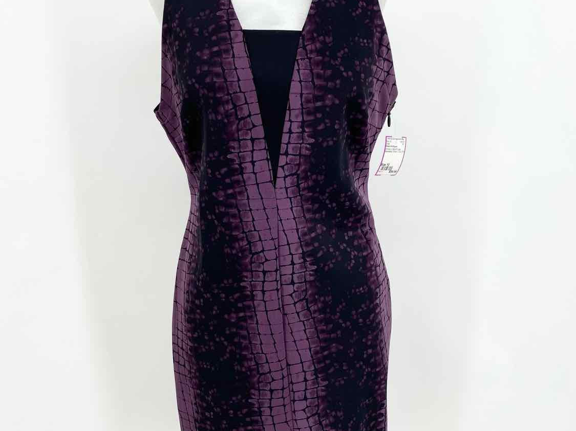 Robert Rodriguez Women's Black/Purple Sleeveless Stretch Croc Print Dress - Article Consignment