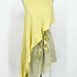 HALSTON HERITAGE Women's Beige/Yellow A-Liine Silk Abstract Spring Dress - Article Consignment