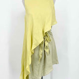 HALSTON HERITAGE Women's Beige/Yellow A-Liine Silk Abstract Spring Dress - Article Consignment
