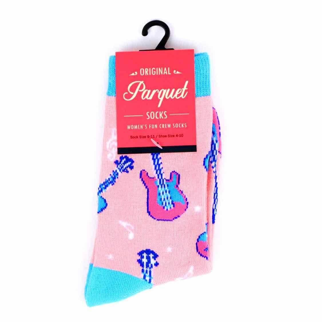 Parquet Women's Pink Guitar Size Shoe Size 4-10 Socks - Article Consignment
