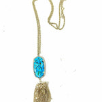Kendra Scott Gold-tone Tassel Long Faux Turquoise Necklace - Article Consignment