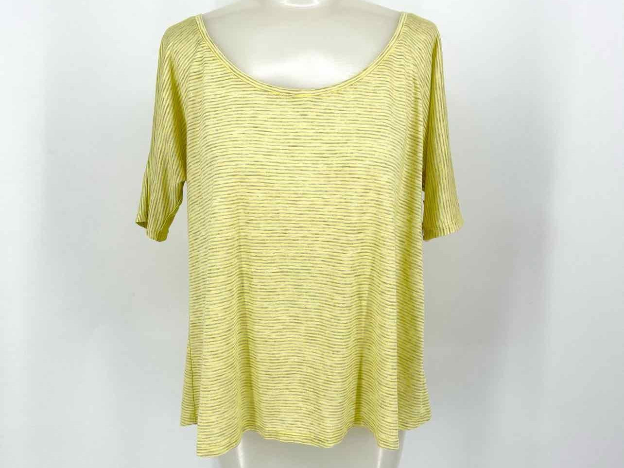 alice+olivia Women's Yellow T-shirt Stripe Size S Short Sleeve Top - Article Consignment