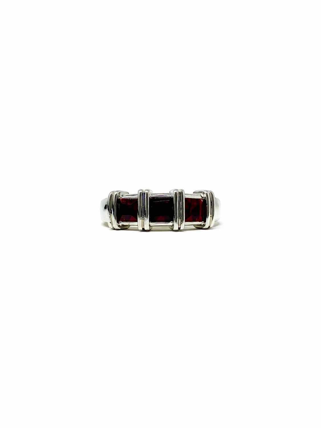 Silver/Red Fashion Cubic Zirconia Ring - Article Consignment