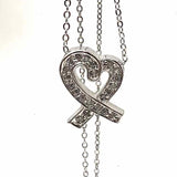 Erwin Pearl .925 Sterling Heart Shape 8 in Crystal Silver Necklace - Article Consignment