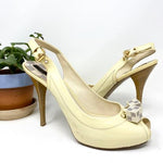 LOUIS VUITTON Women's Ivory/Blue Slingback Patent Leather Size 40/9 Pumps - Article Consignment