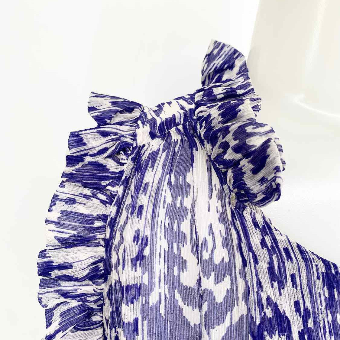Isabel Marant Etoile Women's Blue/White Sleeveless Sheer Abstract Size S Dress - Article Consignment
