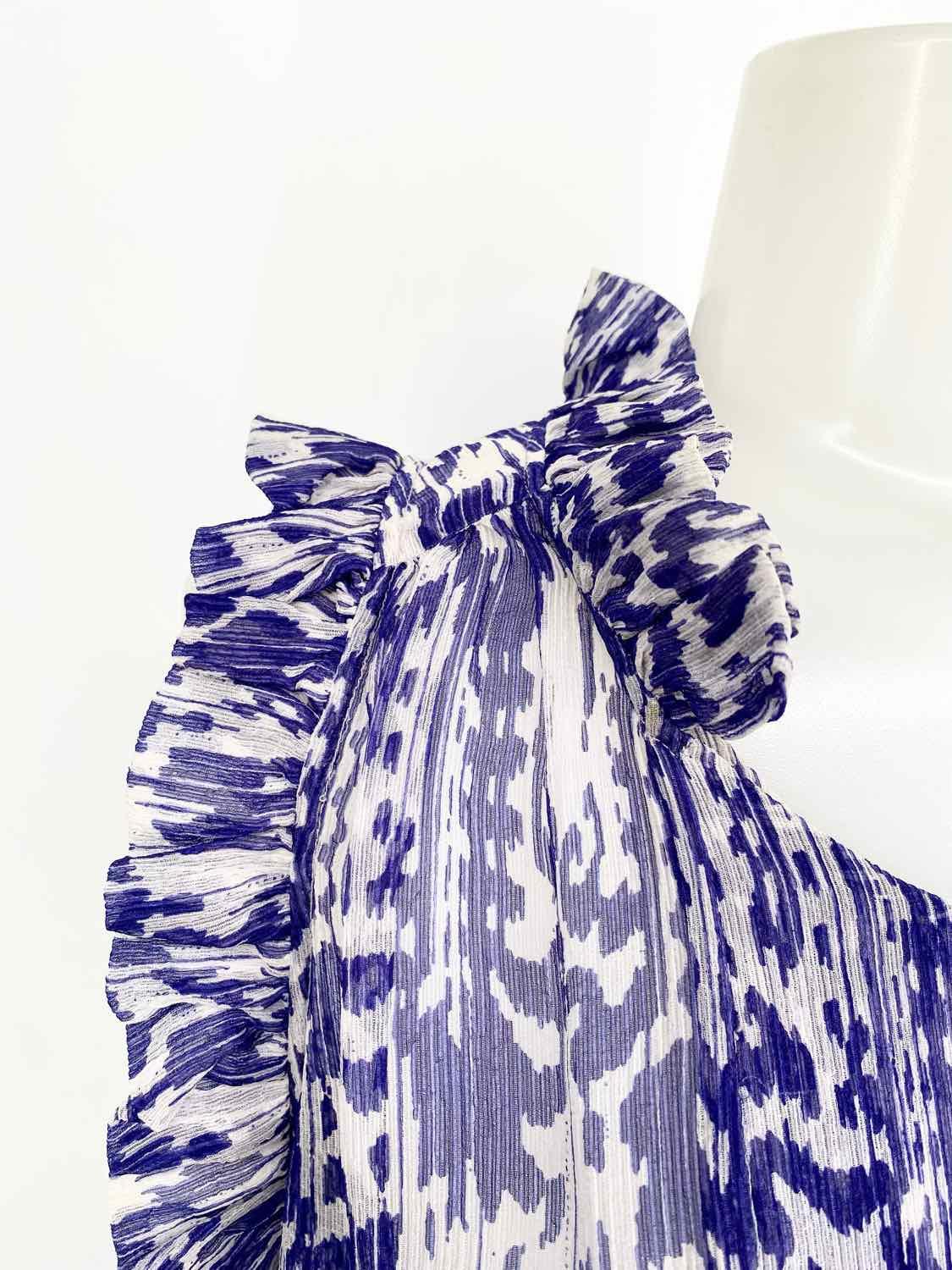 Isabel Marant Etoile Women's Blue/White Sleeveless Sheer Abstract Size S Dress - Article Consignment