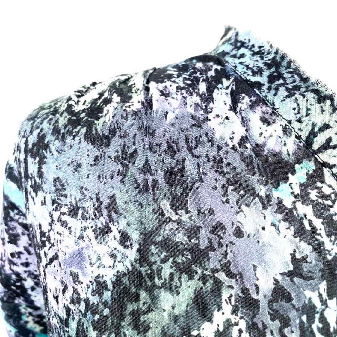 IRO Vestido abstracto de manga larga azul/morado para mujer talla 40/M