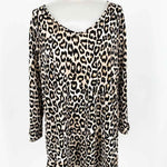 Chico's Women's Tan/black V-Neck Animal Print Size 2/M Long Sleeve - Article Consignment