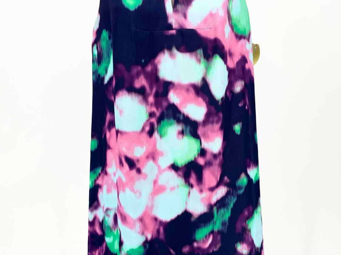Kate Spade Navy/Pink/Green Sleeveless Viscose Watercolor Size 6 Dress - Article Consignment