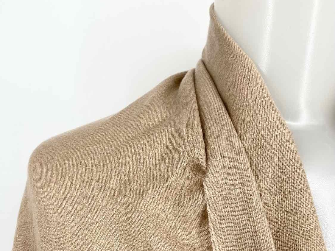 Cashmere/Silk Khaki Large Fringed Scarf - Article Consignment