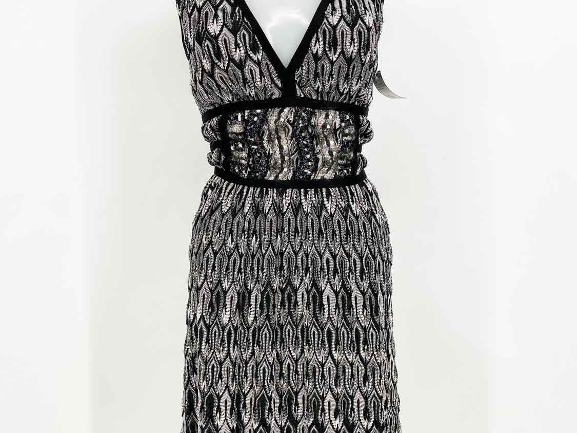 MISSONI Women's White/Black Rayon Blend Knit Sleeveless Size S Dress - Article Consignment