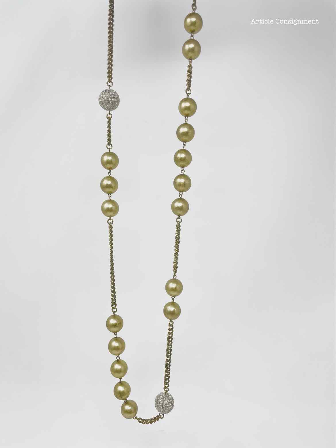 R.J. Graziano Brass Ball Rhinestone Necklace - Article Consignment